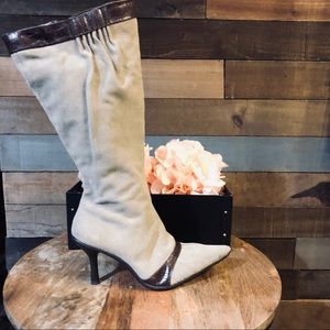 Kenneth Cole Leather Pointed Toe Knee Boot Sz 7.5